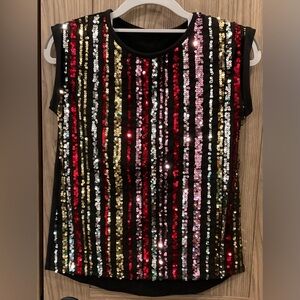 365 Kids From GRANIMALS Girls Black & Sequin Tee Size Girls 10